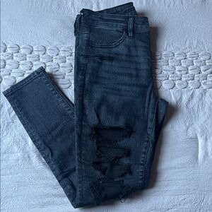 American Eagle Outfitters High Rise Distressed Dark Jeans